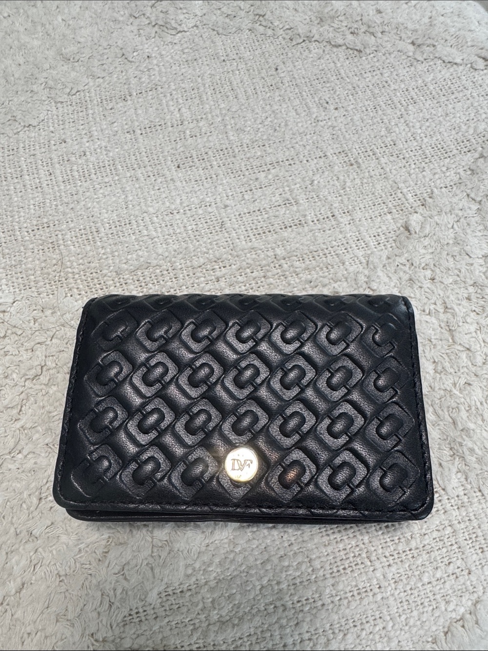 Diane Von Furstenberg Black Quilted Leather Wallet